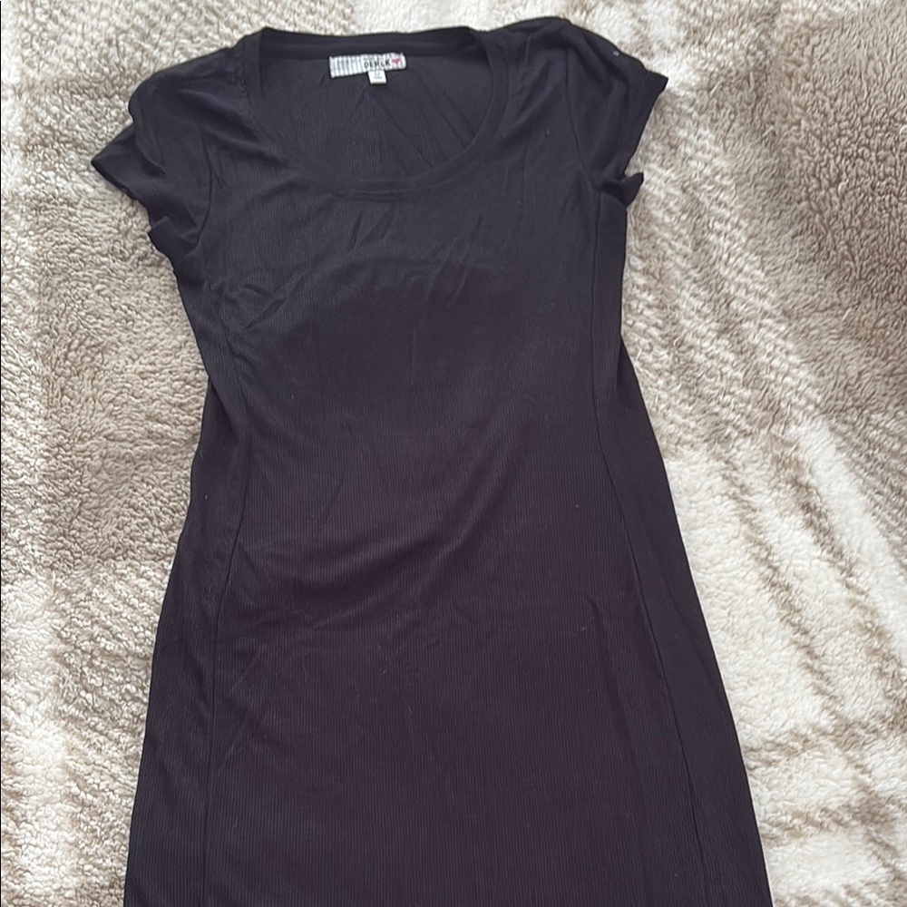 Black Derek🩷 Short Sleeve Ribbed T shirt dress cutout back size Medium
